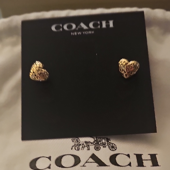 Coach Gold Heart Stud Earrings - Picture 3 of 3